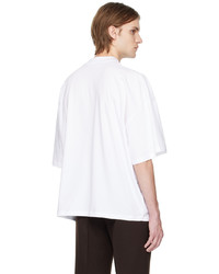 weißes Strick T-Shirt mit einem Rundhalsausschnitt von Jil Sander