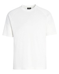 weißes Strick T-Shirt mit einem Rundhalsausschnitt von Zegna