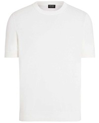weißes Strick T-Shirt mit einem Rundhalsausschnitt von Zegna
