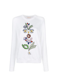 weißes Sweatshirt mit Blumenmuster