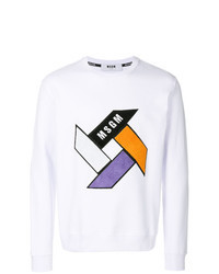 weißes Sweatshirt mit geometrischem Muster