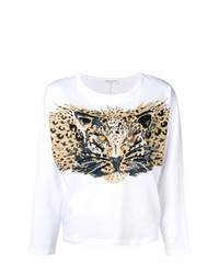 weißes Sweatshirt mit Leopardenmuster