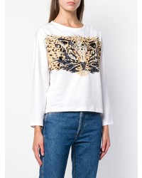 weißes Sweatshirt mit Leopardenmuster von Sonia Rykiel