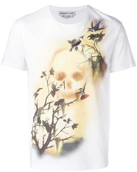 weißes T-shirt mit Blumenmuster von Alexander McQueen