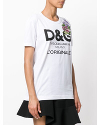 weißes T-shirt mit Blumenmuster von Dolce & Gabbana