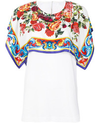 weißes T-shirt mit Blumenmuster von Dolce & Gabbana