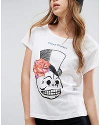 weißes T-shirt mit Blumenmuster von Cheap Monday