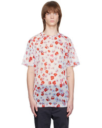 weißes T-Shirt mit einem Rundhalsausschnitt aus Netzstoff mit Blumenmuster von Kidill