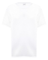 weißes T-Shirt mit einem Rundhalsausschnitt aus Netzstoff von Burberry