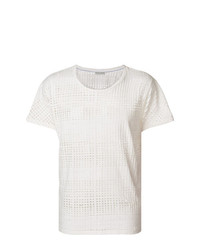 weißes T-Shirt mit einem Rundhalsausschnitt aus Netzstoff von Each X Other