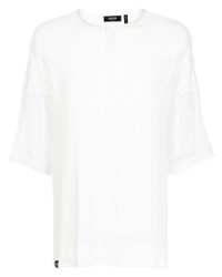 weißes T-Shirt mit einem Rundhalsausschnitt aus Netzstoff von FIVE CM