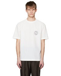 weißes T-Shirt mit einem Rundhalsausschnitt aus Netzstoff von Giorgio Armani