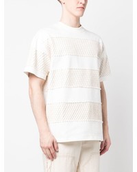 weißes T-Shirt mit einem Rundhalsausschnitt aus Netzstoff von MSGM