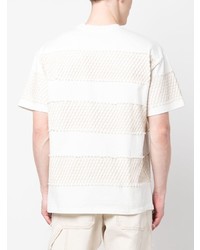 weißes T-Shirt mit einem Rundhalsausschnitt aus Netzstoff von MSGM