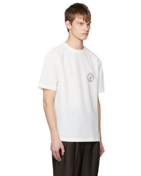 weißes T-Shirt mit einem Rundhalsausschnitt aus Netzstoff von Giorgio Armani