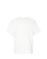 weißes T-Shirt mit einem Rundhalsausschnitt aus Netzstoff von Yoshiokubo