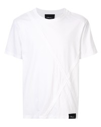 weißes T-Shirt mit einem Rundhalsausschnitt mit Argyle-Muster