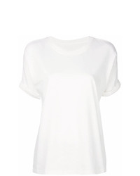 weißes T-Shirt mit einem Rundhalsausschnitt mit Ausschnitten von MM6 MAISON MARGIELA