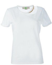 weißes T-Shirt mit einem Rundhalsausschnitt mit Ausschnitten von Stella McCartney