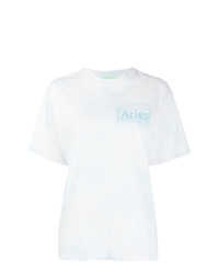 weißes Mit Batikmuster T-Shirt mit einem Rundhalsausschnitt von ARIES