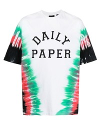 weißes Mit Batikmuster T-Shirt mit einem Rundhalsausschnitt von Daily Paper