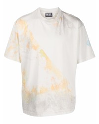 weißes Mit Batikmuster T-Shirt mit einem Rundhalsausschnitt von Diesel
