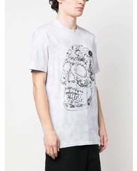 weißes Mit Batikmuster T-Shirt mit einem Rundhalsausschnitt von Philipp Plein