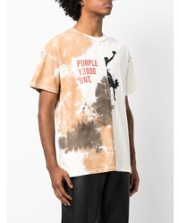 weißes Mit Batikmuster T-Shirt mit einem Rundhalsausschnitt von purple brand