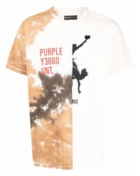 weißes Mit Batikmuster T-Shirt mit einem Rundhalsausschnitt von purple brand