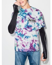 weißes Mit Batikmuster T-Shirt mit einem Rundhalsausschnitt von Aries