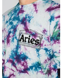 weißes Mit Batikmuster T-Shirt mit einem Rundhalsausschnitt von Aries