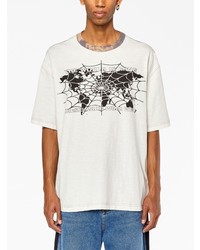 weißes Mit Batikmuster T-Shirt mit einem Rundhalsausschnitt von Diesel