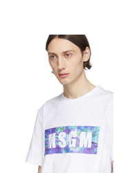 weißes Mit Batikmuster T-Shirt mit einem Rundhalsausschnitt von MSGM