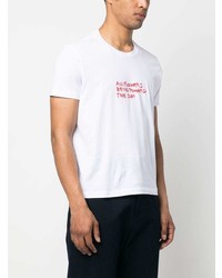 weißes T-Shirt mit einem Rundhalsausschnitt mit Blumenmuster von Aspesi