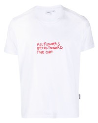 weißes T-Shirt mit einem Rundhalsausschnitt mit Blumenmuster von Aspesi