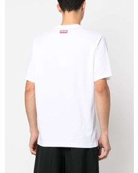 weißes T-Shirt mit einem Rundhalsausschnitt mit Blumenmuster von Kenzo