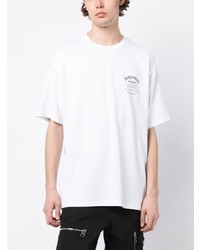 weißes T-Shirt mit einem Rundhalsausschnitt mit Blumenmuster von FIVE CM