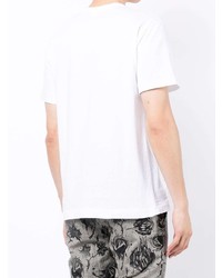 weißes T-Shirt mit einem Rundhalsausschnitt mit Blumenmuster von Comme Des Garcons Homme Plus