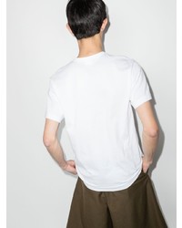 weißes T-Shirt mit einem Rundhalsausschnitt mit Blumenmuster von Comme Des Garcons Homme Plus