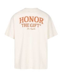 weißes T-Shirt mit einem Rundhalsausschnitt mit Blumenmuster von HONOR THE GIFT