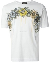 weißes T-Shirt mit einem Rundhalsausschnitt mit Blumenmuster von Diesel Black Gold
