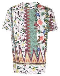 weißes T-Shirt mit einem Rundhalsausschnitt mit Blumenmuster von Etro