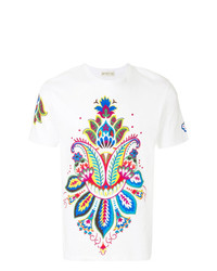 weißes T-Shirt mit einem Rundhalsausschnitt mit Blumenmuster von Etro