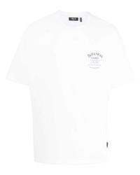 weißes T-Shirt mit einem Rundhalsausschnitt mit Blumenmuster von FIVE CM