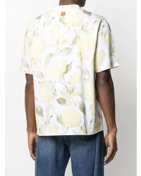 weißes T-Shirt mit einem Rundhalsausschnitt mit Blumenmuster von Kenzo