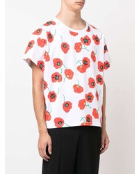 weißes T-Shirt mit einem Rundhalsausschnitt mit Blumenmuster von Kenzo