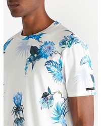 weißes T-Shirt mit einem Rundhalsausschnitt mit Blumenmuster von Etro