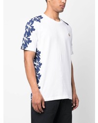 weißes T-Shirt mit einem Rundhalsausschnitt mit Blumenmuster von Moncler