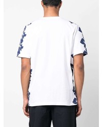 weißes T-Shirt mit einem Rundhalsausschnitt mit Blumenmuster von Moncler