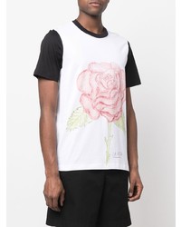 weißes T-Shirt mit einem Rundhalsausschnitt mit Blumenmuster von Marni